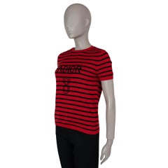 CHRISTIAN DIOR red & black silk & cotton 2018 J'ADIOR 8 STRIPED Sweater 36 XS