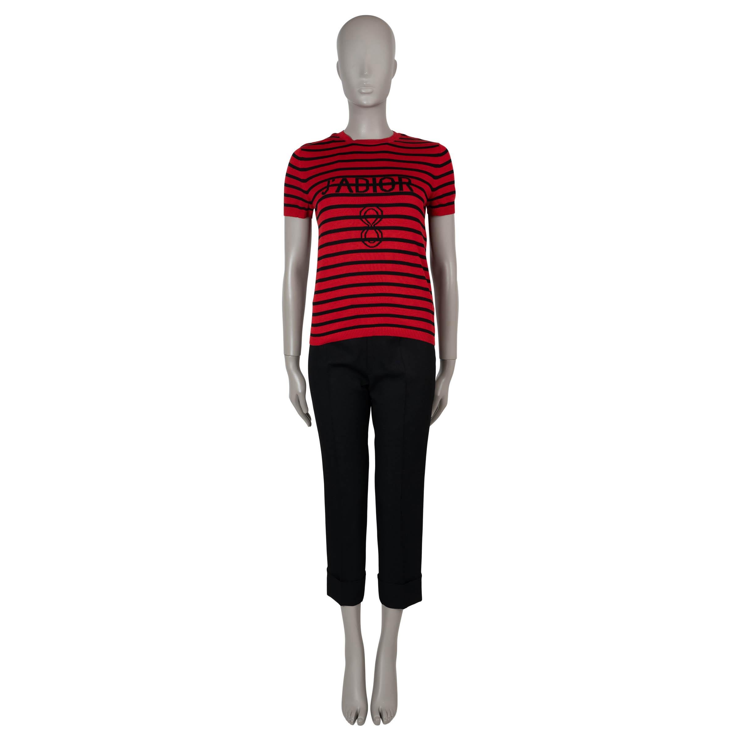 Women's CHRISTIAN DIOR red & black silk & cotton 2018 J'ADIOR 8 STRIPED Sweater 36 XS For Sale