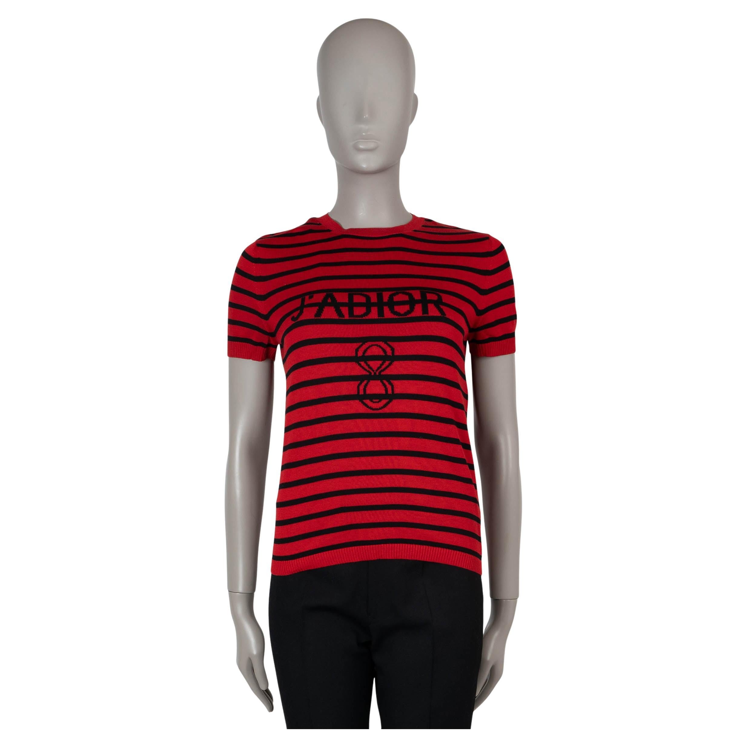 CHRISTIAN DIOR red & black silk & cotton 2018 J'ADIOR 8 STRIPED Sweater 36 XS