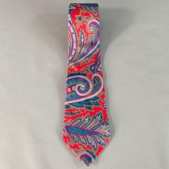 CHRISTIAN DIOR Red Blue Paisley Silk Tie