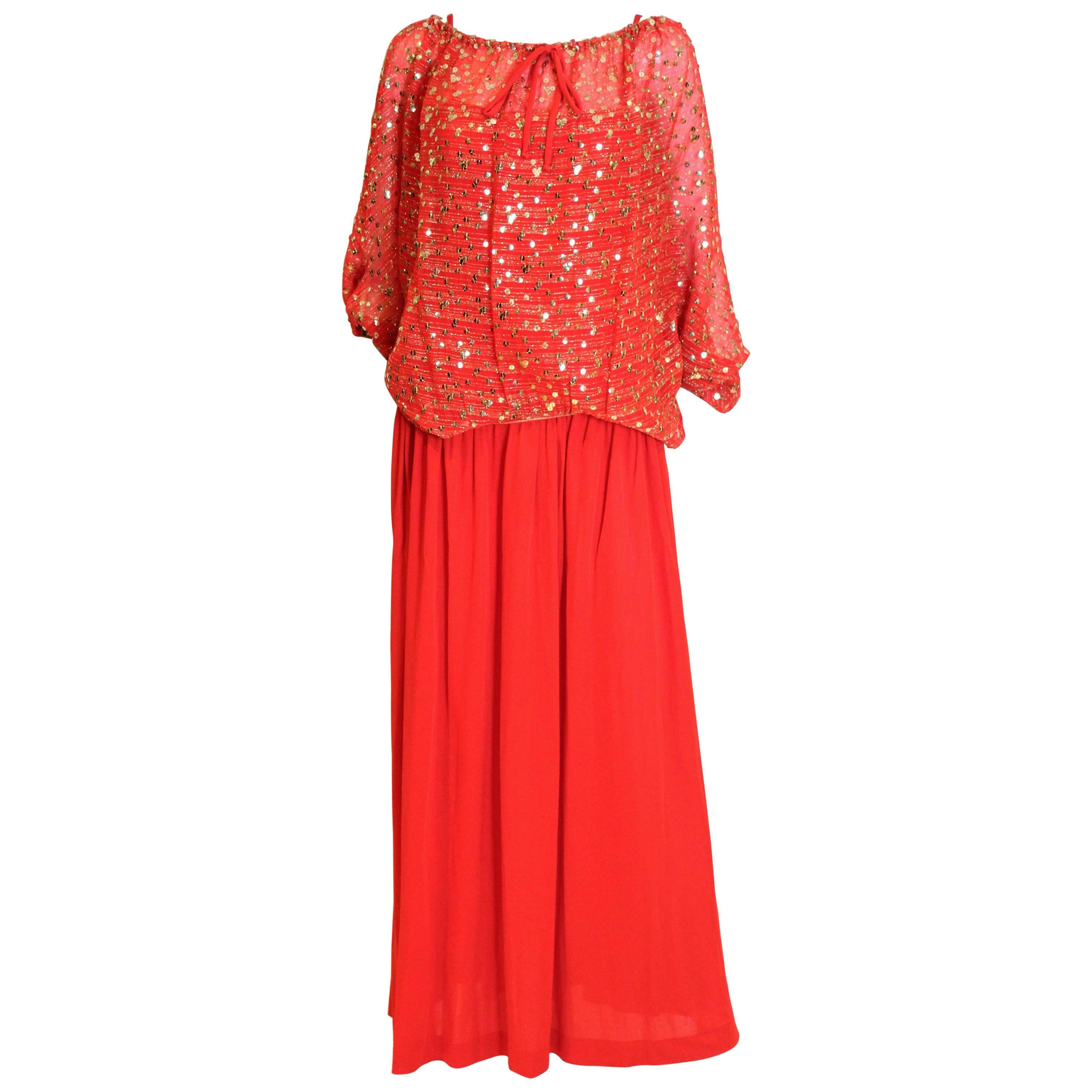Christian Dior Red Boutique Paris Dress and Evening Top