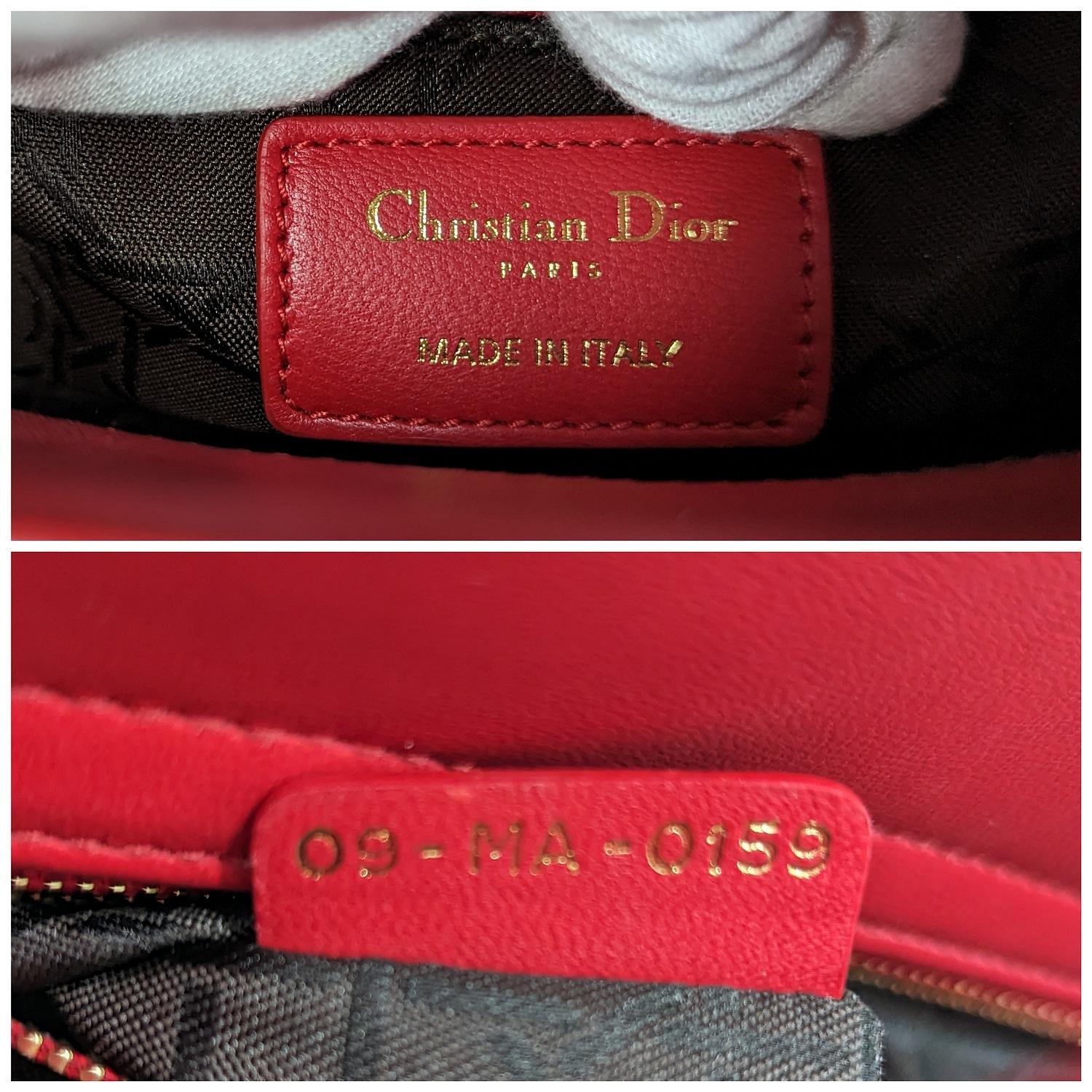 Christian Dior - Petit sac Lady Dior en cuir d'agneau cannage rouge 3