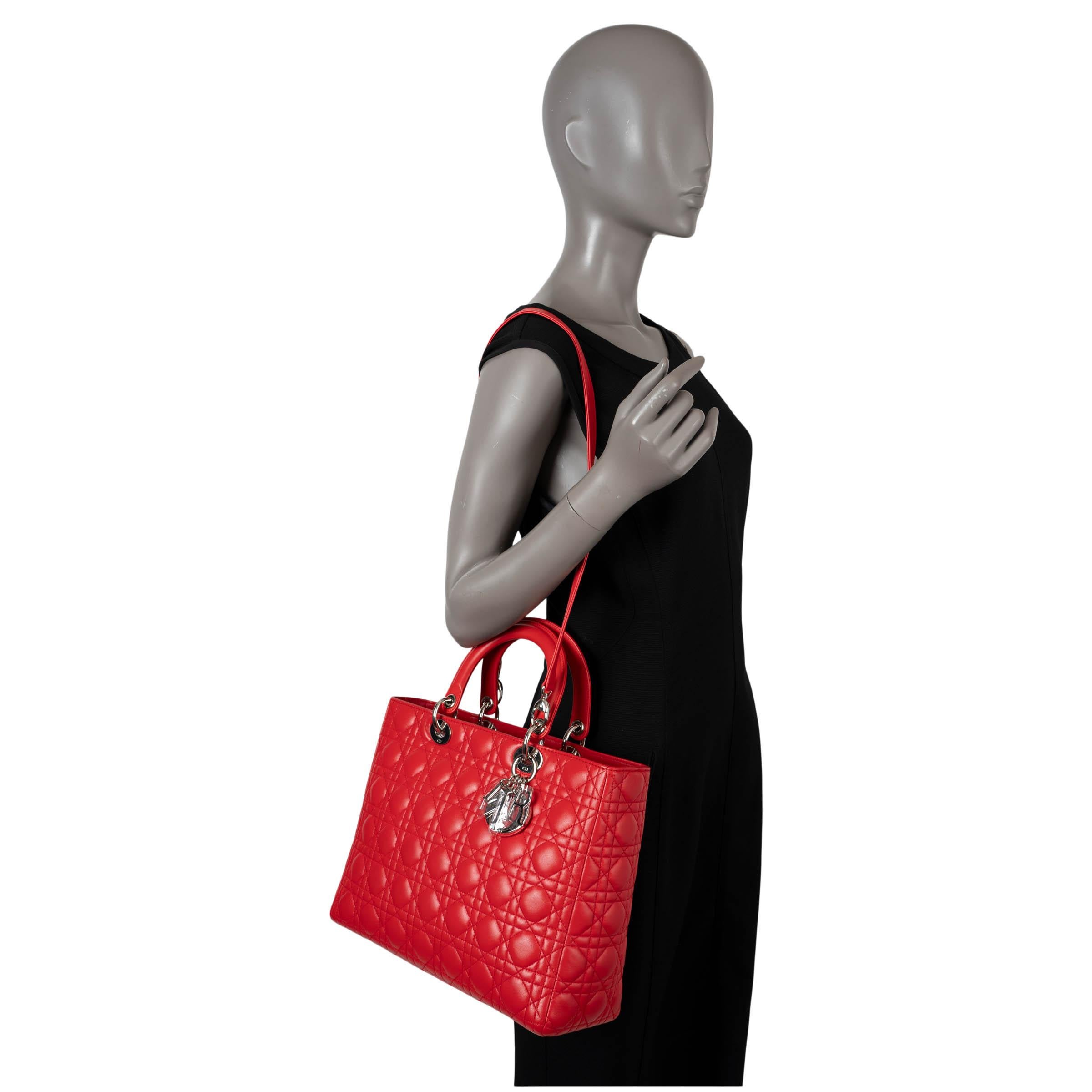 CHRISTIAN DIOR red Cannage leather LARGE LADY DIOR Tote Bag For Sale 6