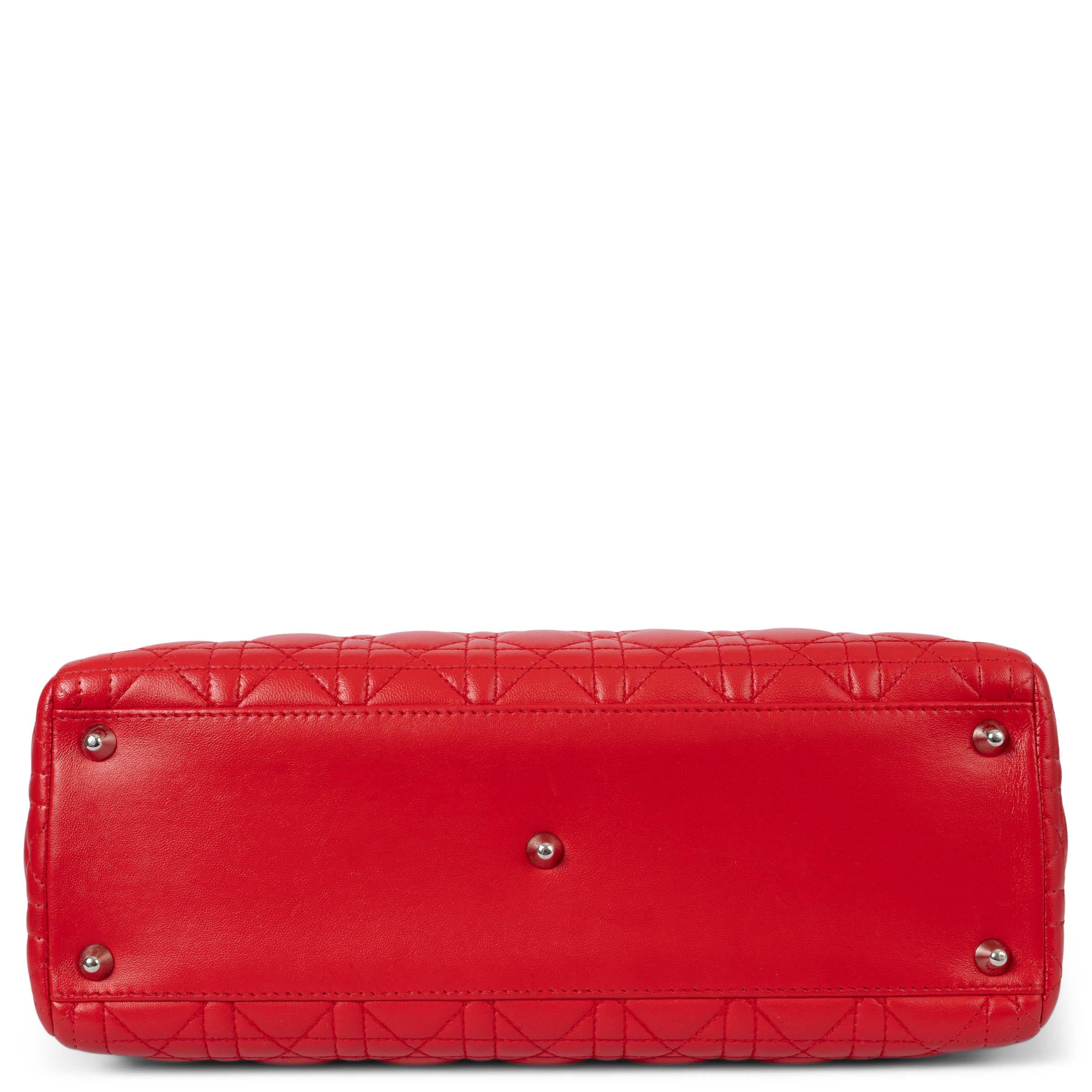Women's CHRISTIAN DIOR red Cannage leather LARGE LADY DIOR Tote Bag For Sale