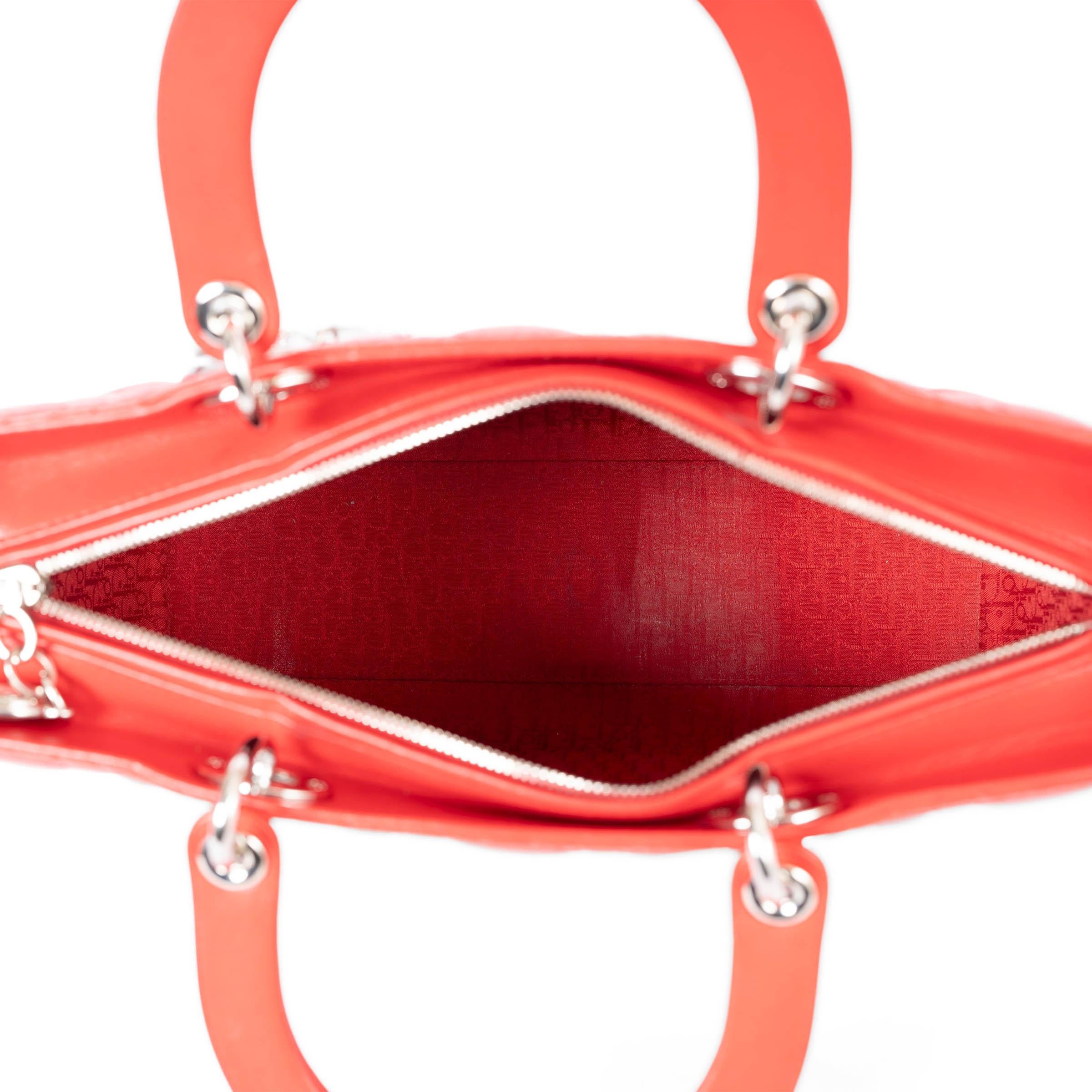 CHRISTIAN DIOR red Cannage leather LARGE LADY DIOR Tote Bag For Sale 1