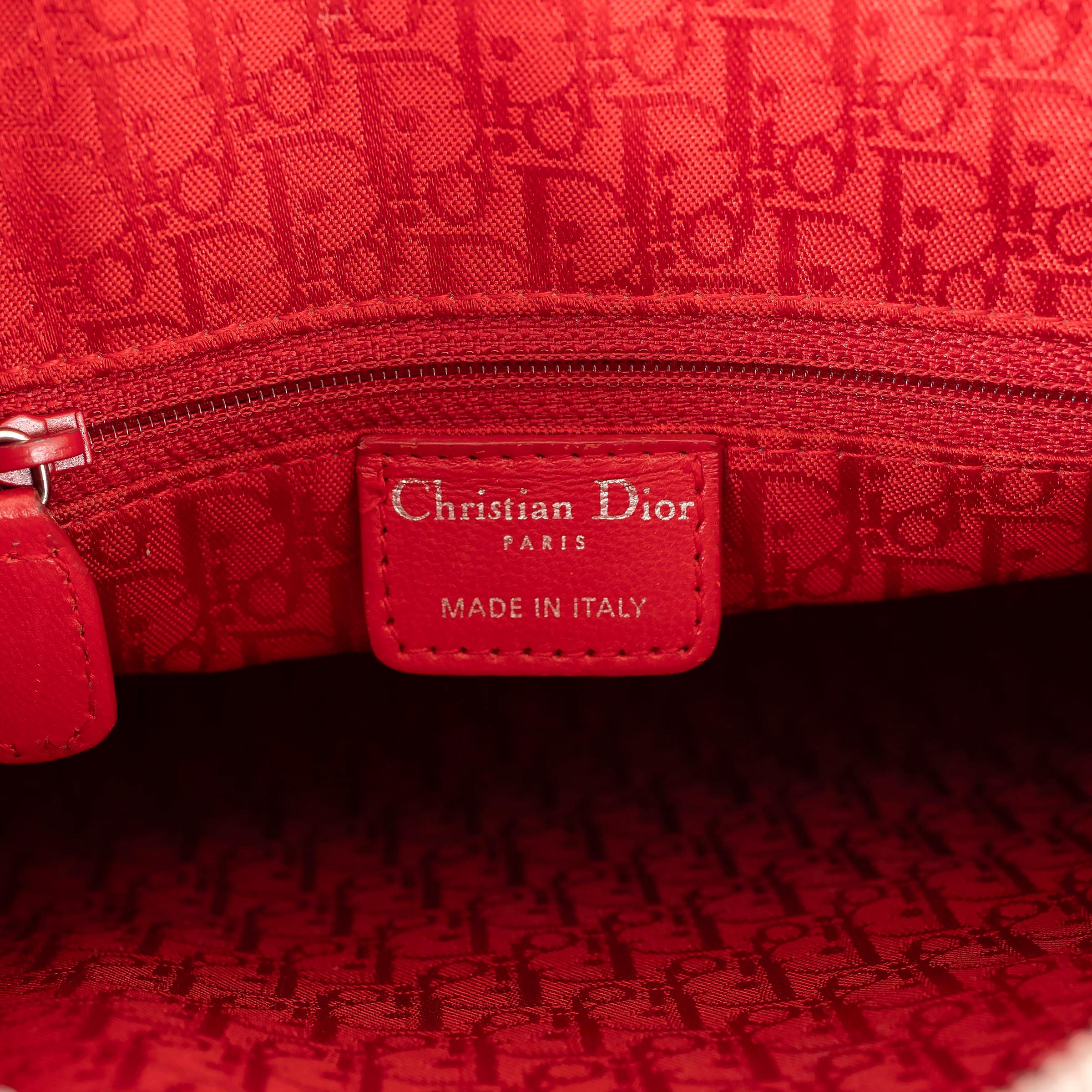 CHRISTIAN DIOR red Cannage leather LARGE LADY DIOR Tote Bag For Sale 3