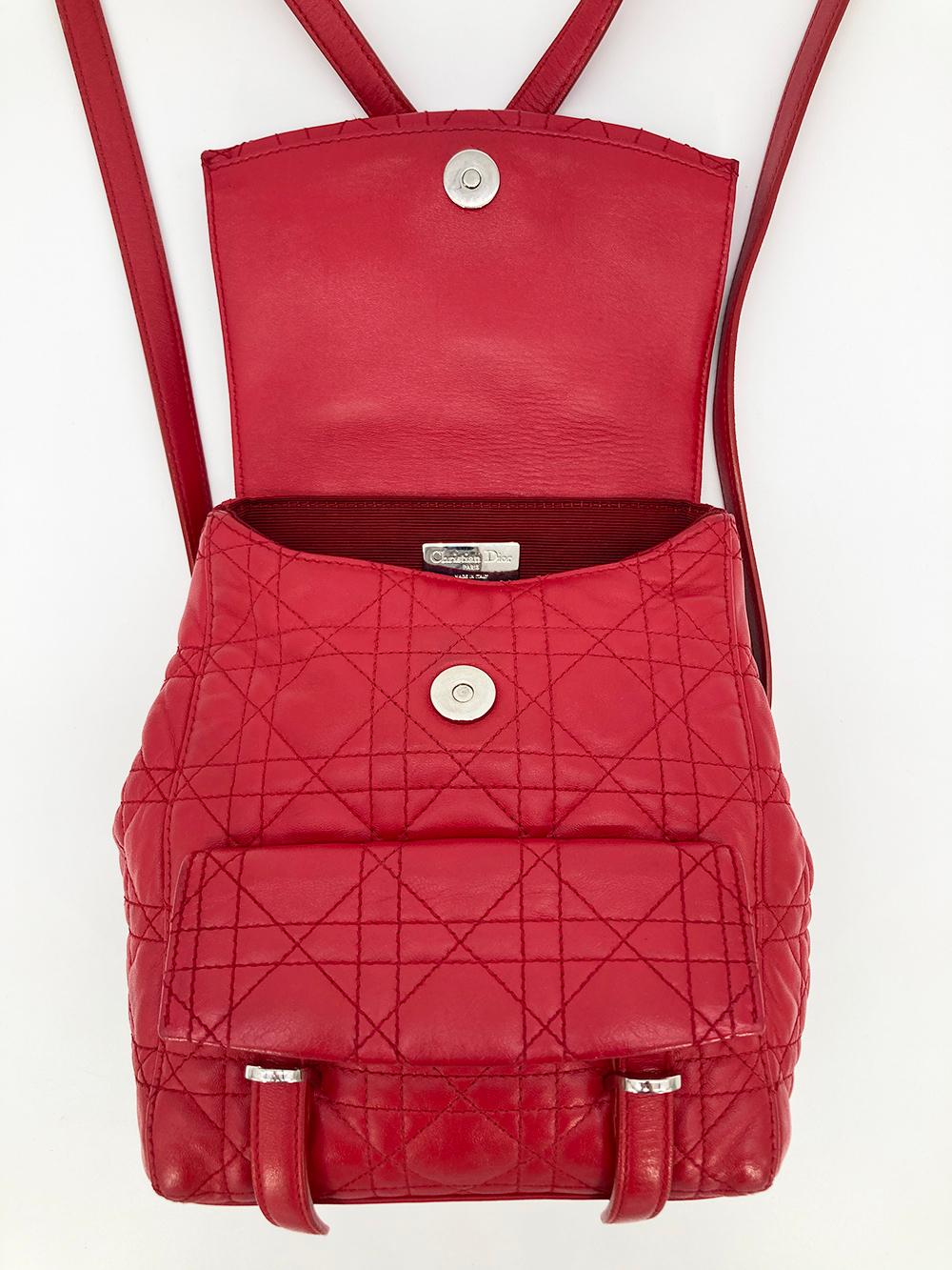 Christian Dior Red Cannage Quilted Leather Stardust Backpack 3