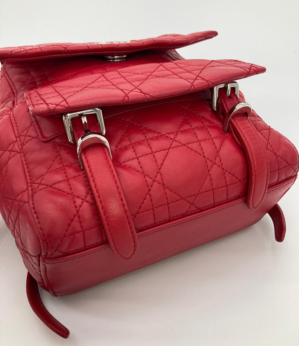 Christian Dior Red Cannage Quilted Leather Stardust Backpack 1