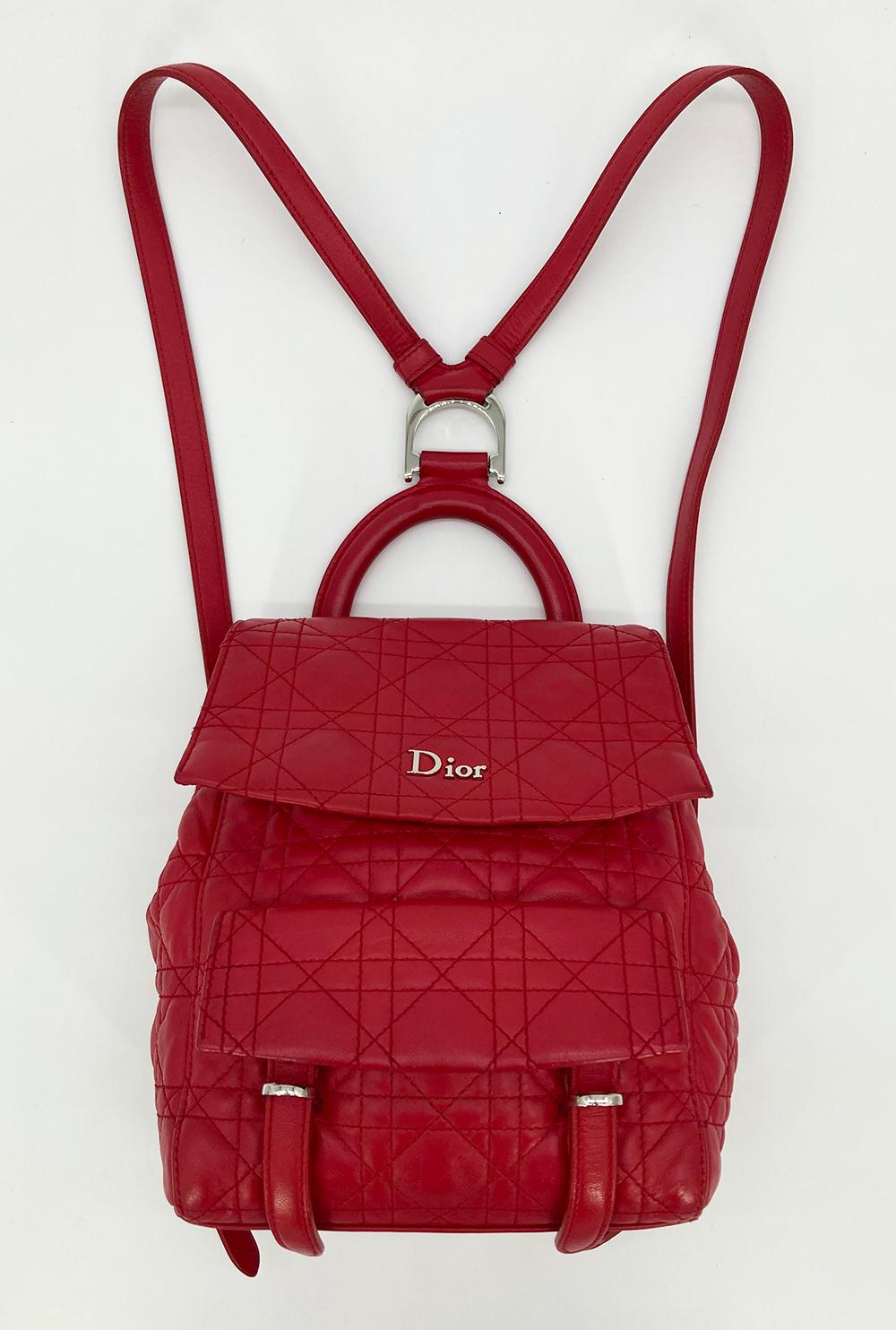 Christian Dior Red Cannage Quilted Leather Stardust Backpack 2