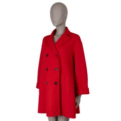 CHRISTIAN DIOR red cashmere 2018 DOUBLE BREASTED PEACOAT Coat Jacket 36 XS