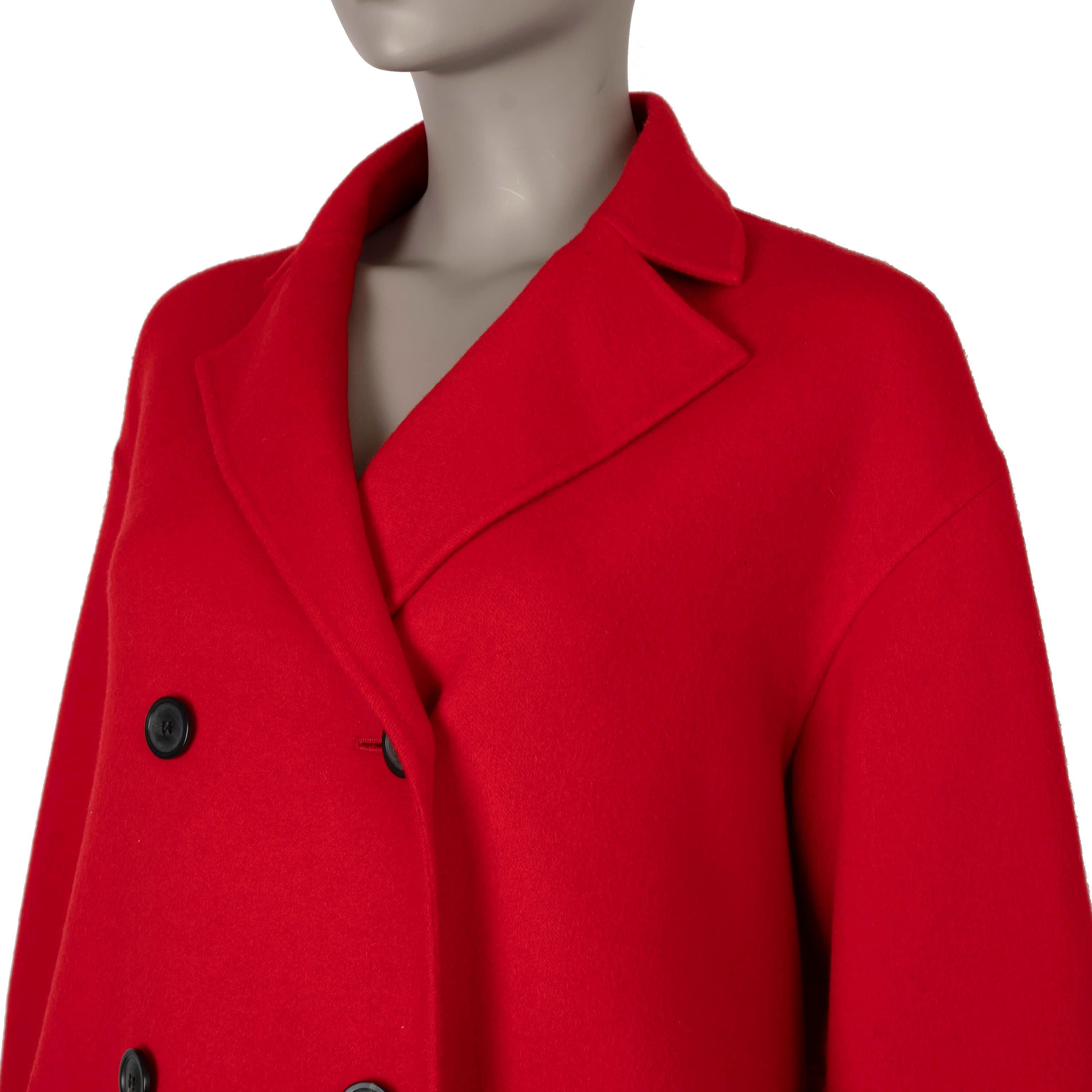 CHRISTIAN DIOR red cashmere 2018 DOUBLE BREASTED PEACOAT Coat Jacket 36 XS For Sale 1