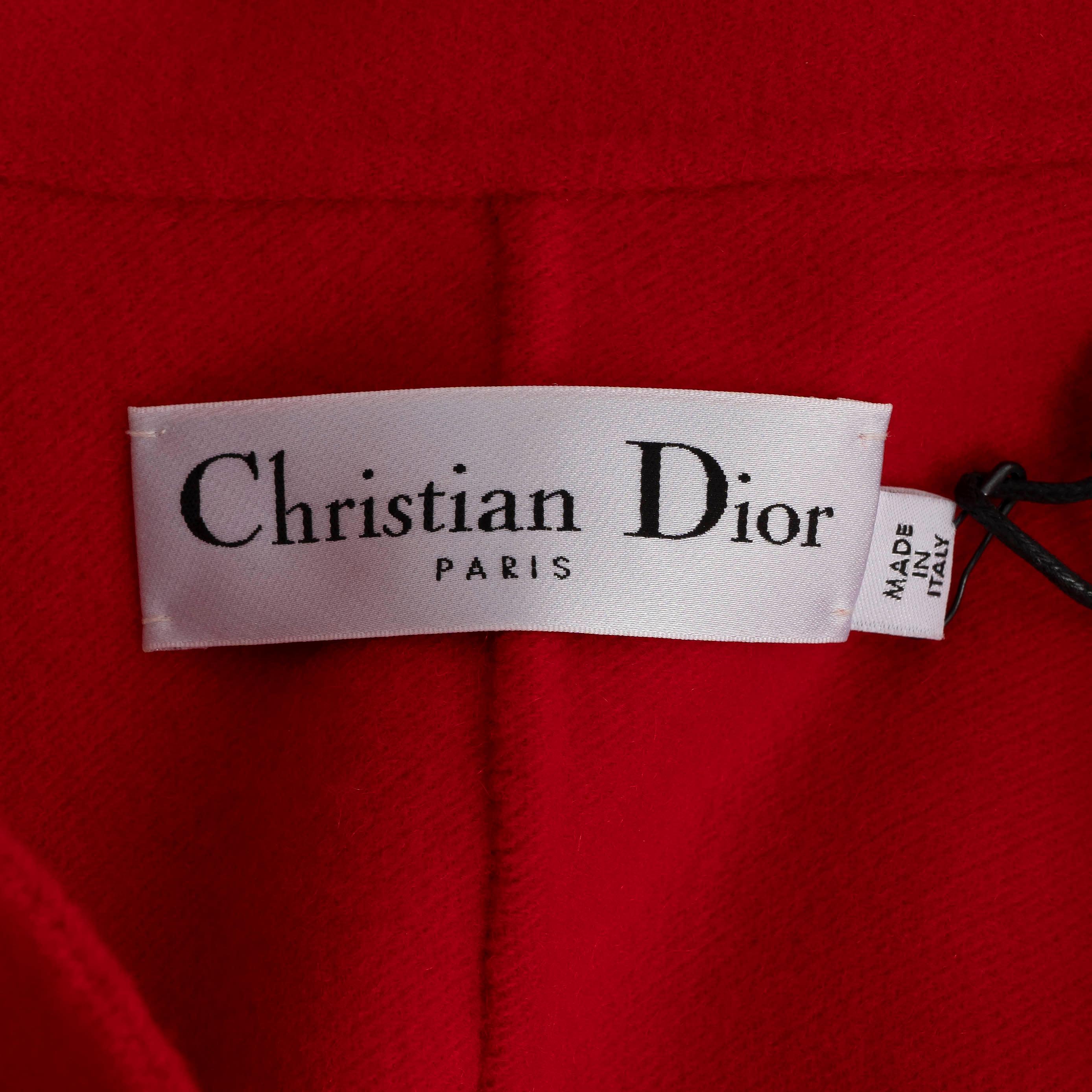 CHRISTIAN DIOR red cashmere 2018 DOUBLE BREASTED PEACOAT Coat Jacket 36 XS For Sale 2