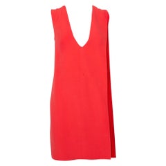 Christian Dior Red Crepe Plisse Detail Sleeveless Shift Dress M
