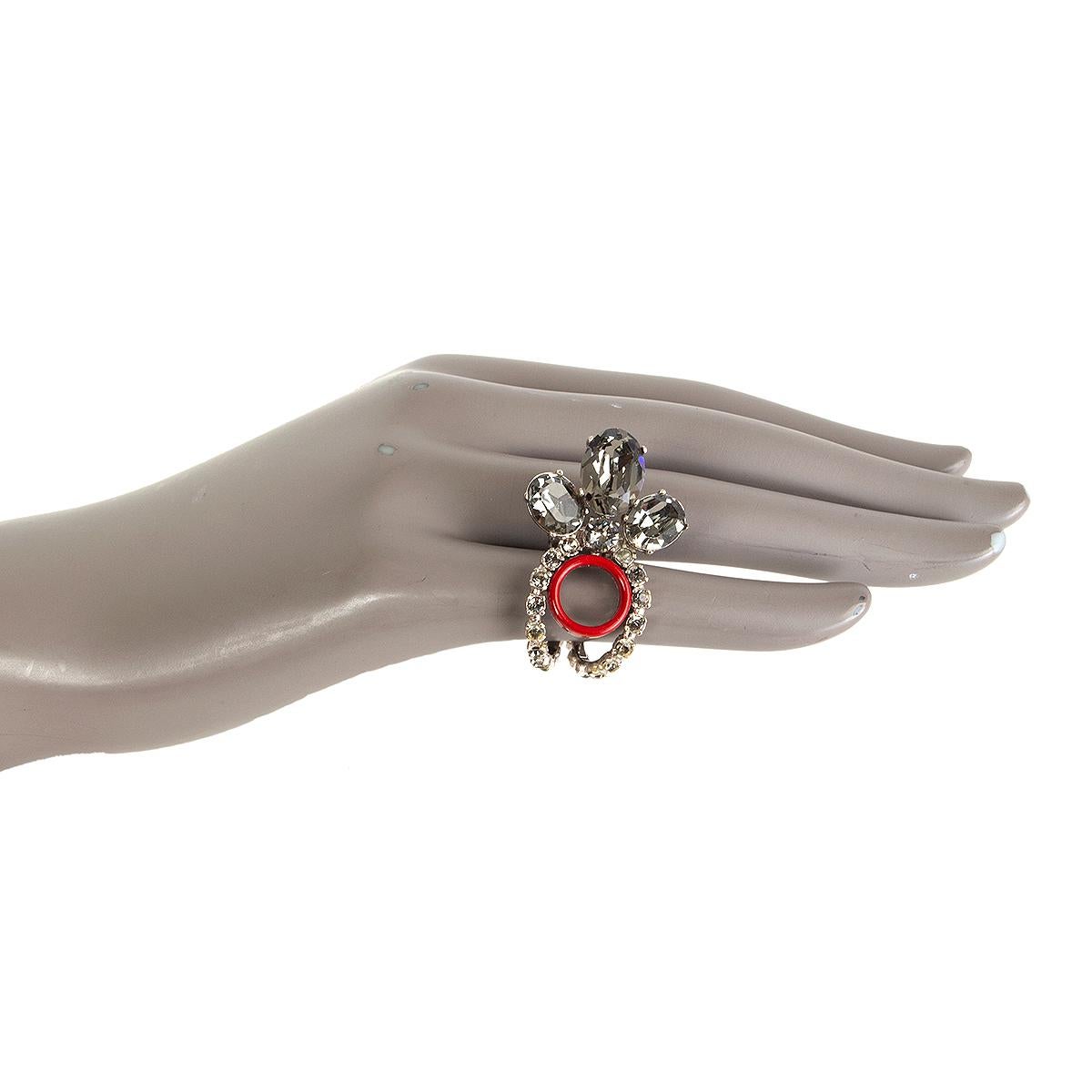 CHRISTIAN DIOR red & crystal embellished Ring Size L / 6 1