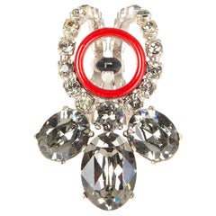 CHRISTIAN DIOR red & crystal embellished Ring Size L / 6