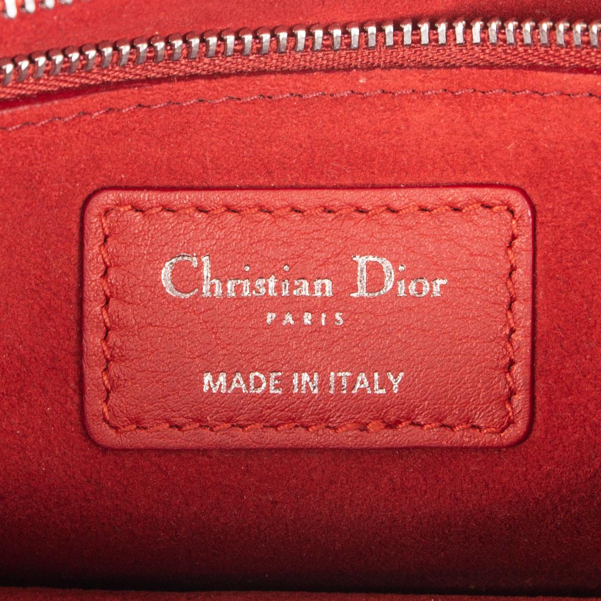 Women's CHRISTIAN DIOR red Embossed leather STUDDED DIORADDICT Flap Shoulder Bag