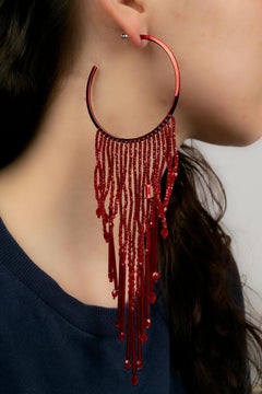 Christian Dior Red Enamelled Hoop Earrings, 2003