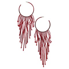 Christian Dior Red Enamelled Hoop Earrings, 2003