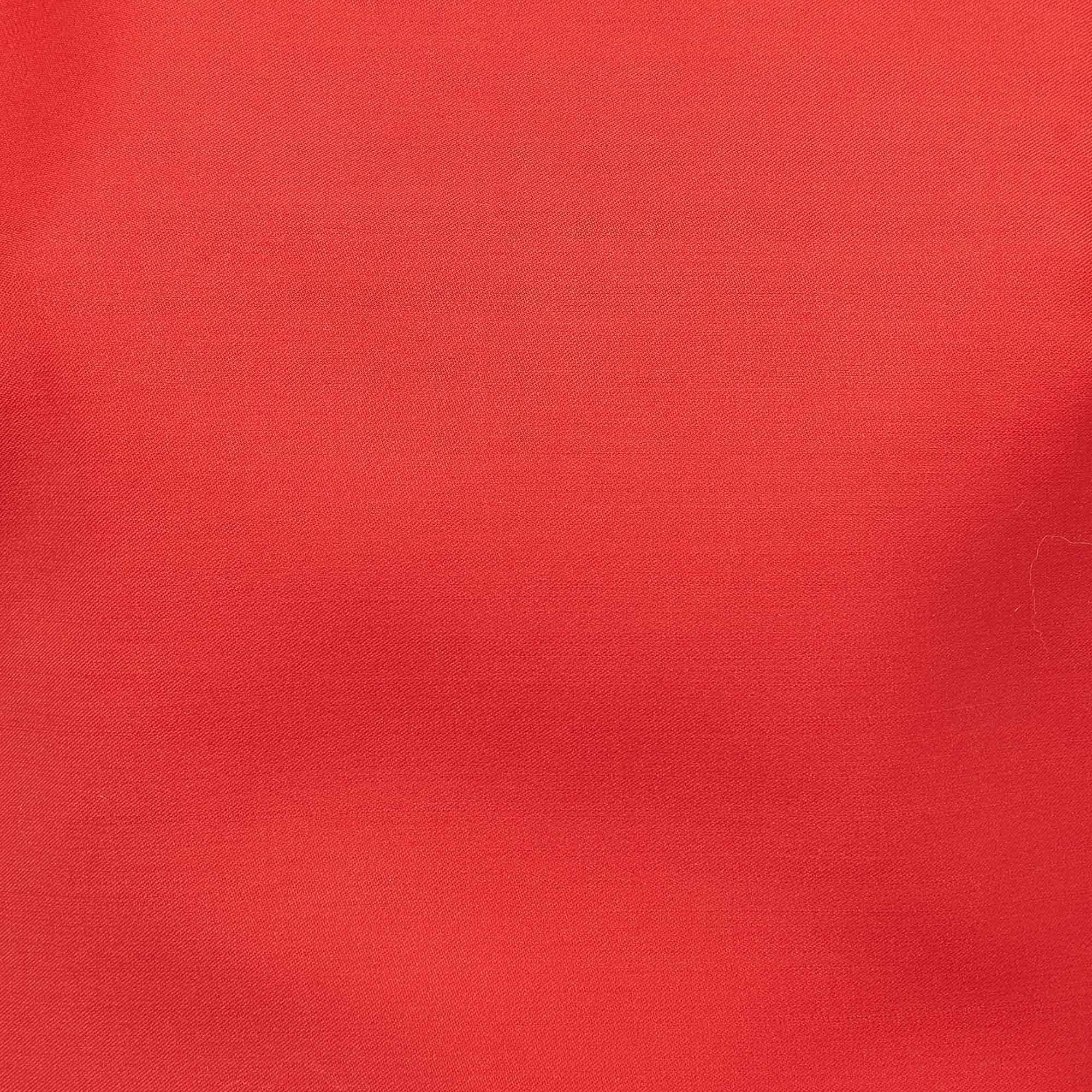 Christian Dior Red Gabardine Flounce Sheath Dress M For Sale 1
