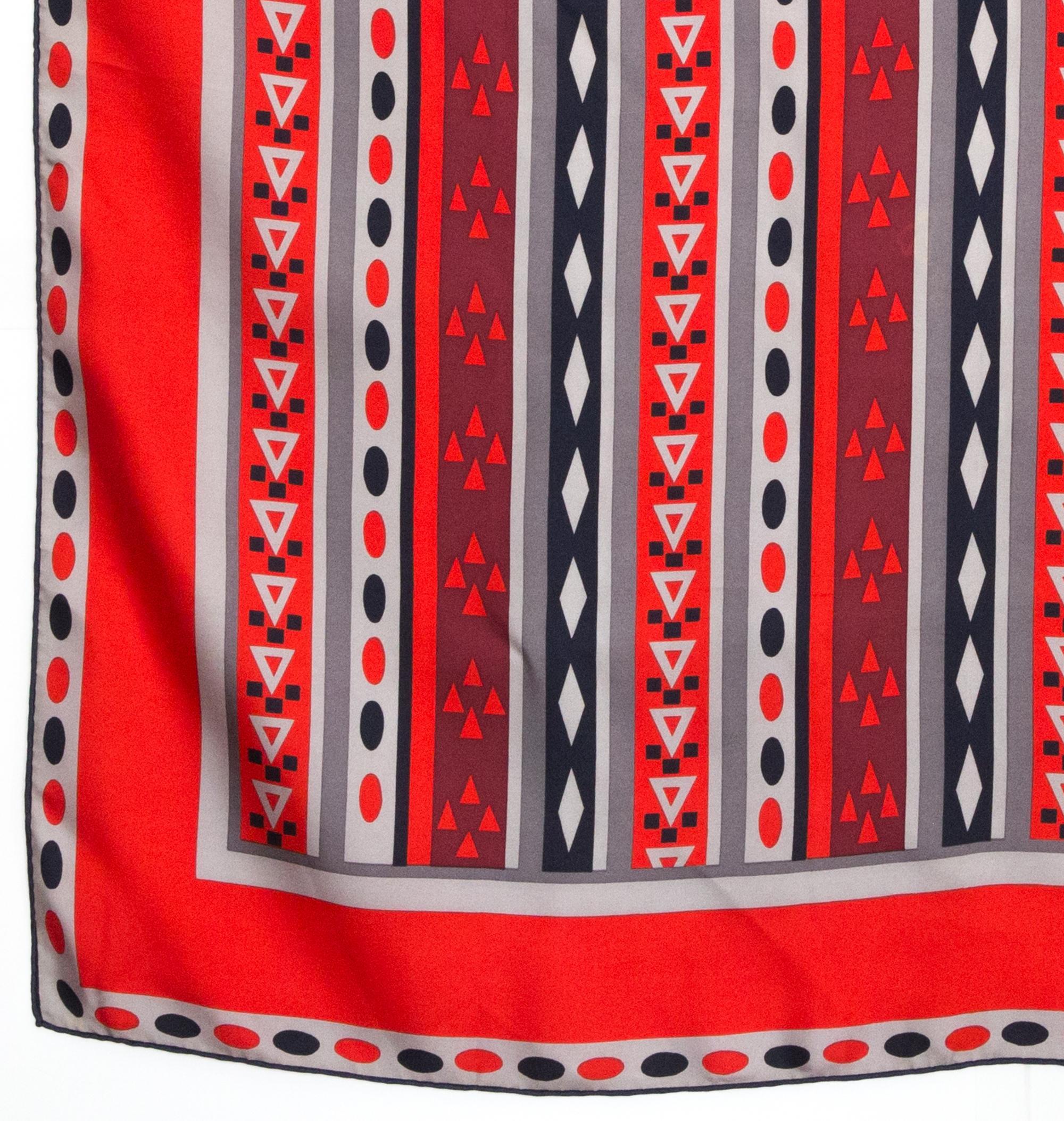 Christian Dior Red Geometric Silk Scarf For Sale 1