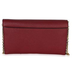Christian Dior Red Grained Calfskin Saddle Chain Wallet Pouch
