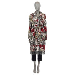 CHRISTIAN DIOR red green wool 2021 FLORAL BELTED FRINGED KNIT Coat Jacket 38 S