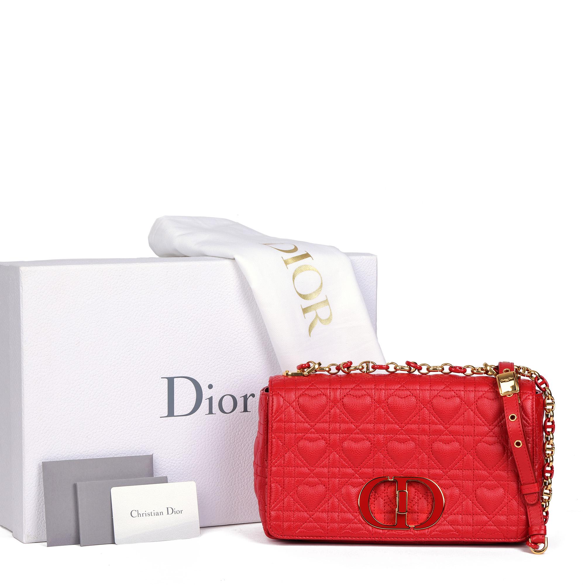 CHRISTIAN DIOR Red Heart Quilted Calfskin Leather DiorAmour Medium Caro 5