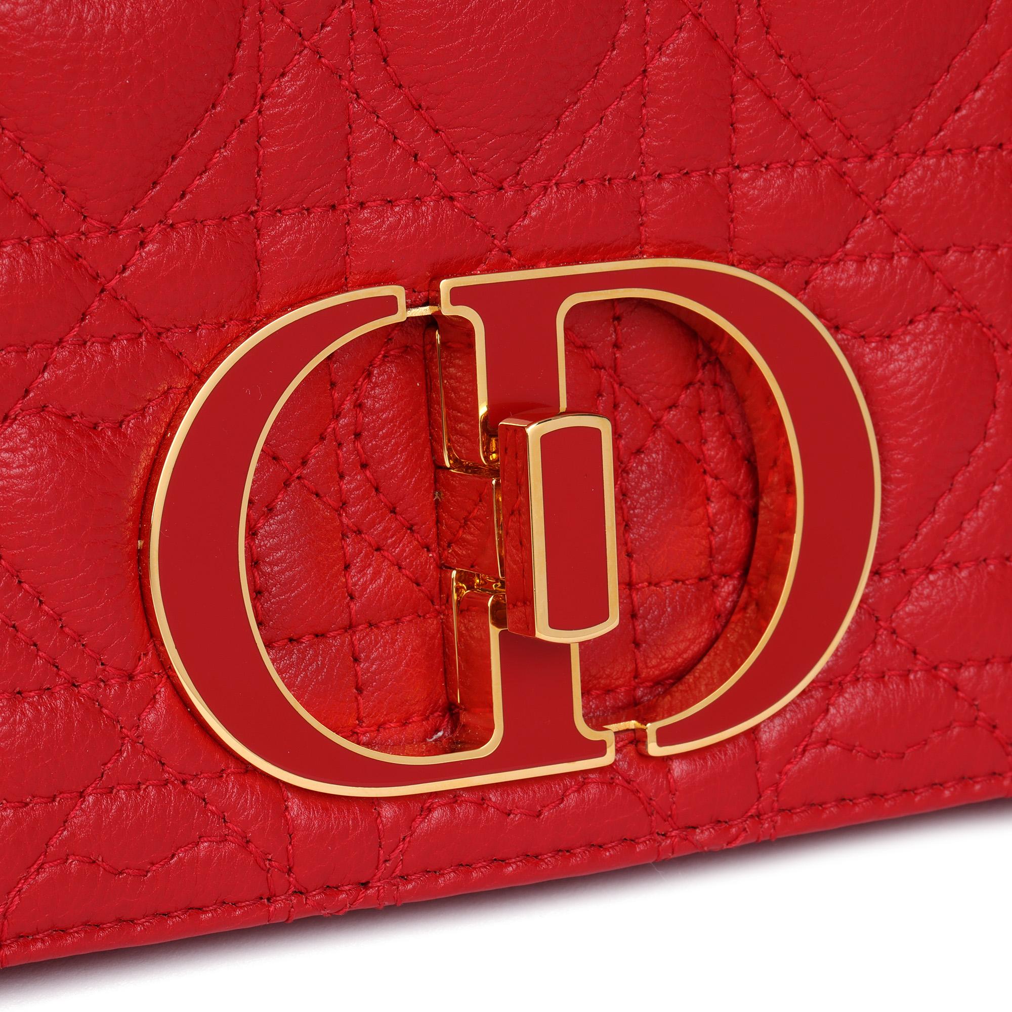 Women's CHRISTIAN DIOR Red Heart Quilted Calfskin Leather DiorAmour Medium Caro