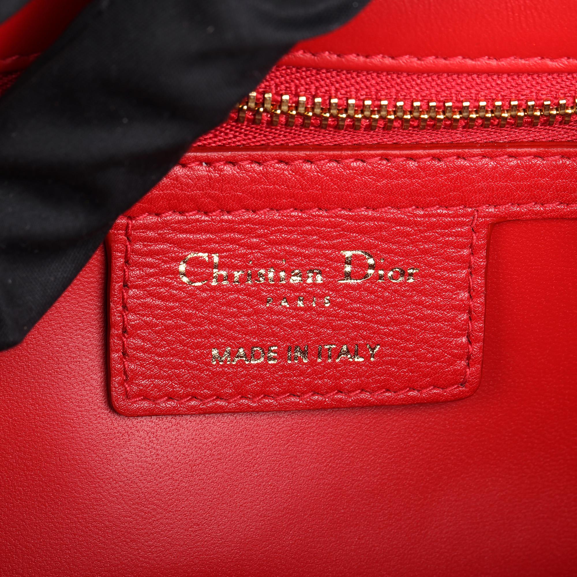CHRISTIAN DIOR Red Heart Quilted Calfskin Leather DiorAmour Medium Caro 2
