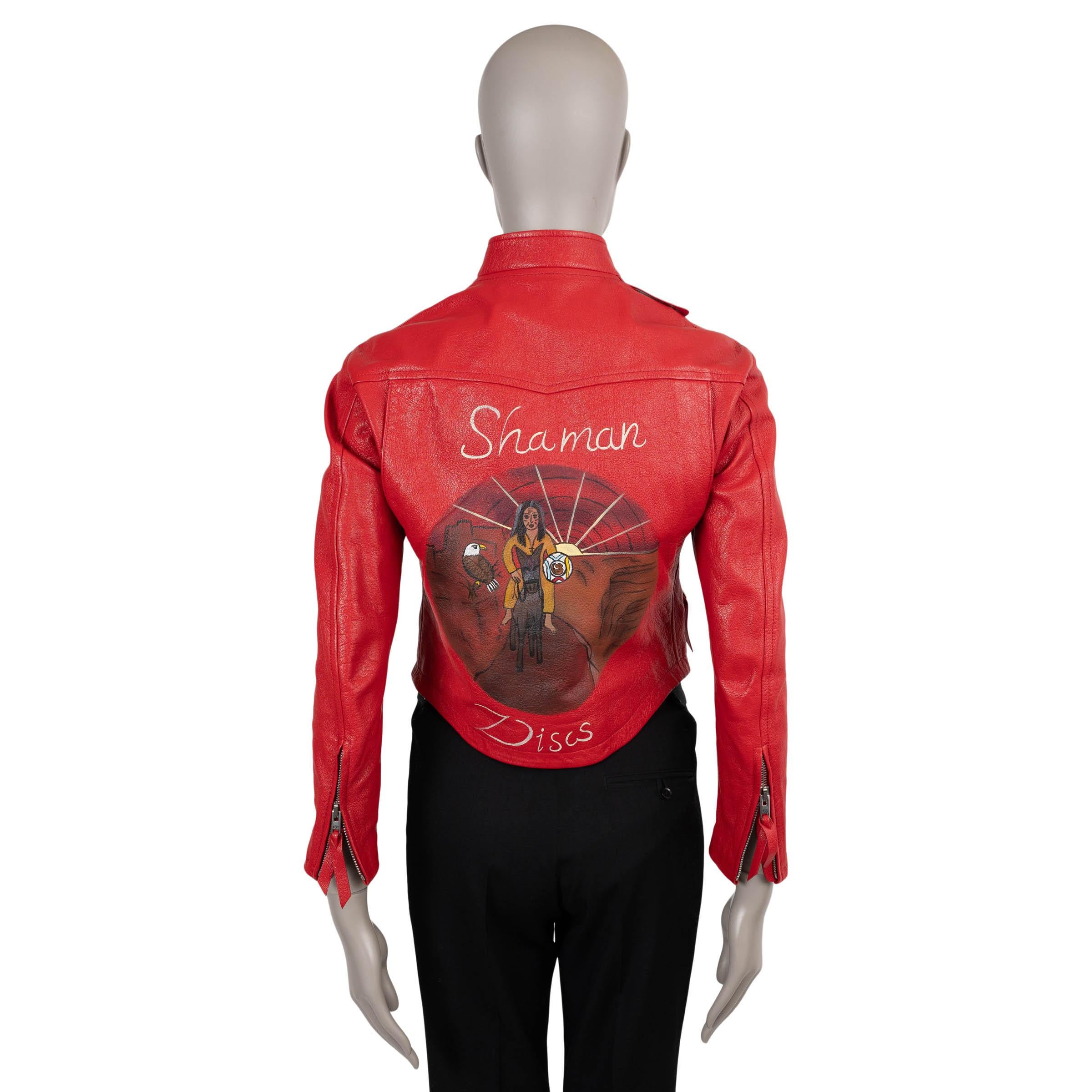 CHRISTIAN DIOR rote Leder 2018 SHAMAN BIKER Jacke 36 XS (Rot) im Angebot