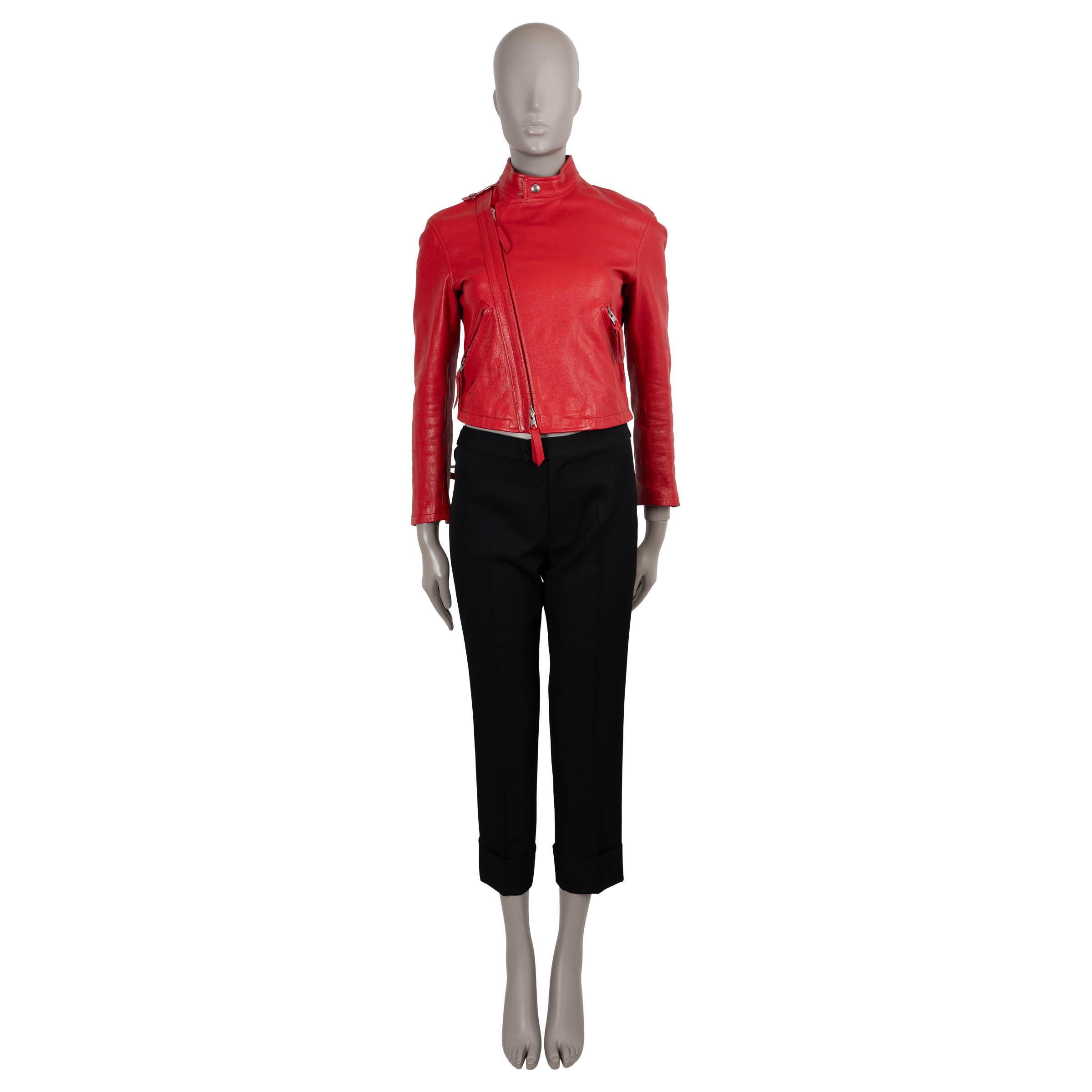 CHRISTIAN DIOR rote Leder 2018 SHAMAN BIKER Jacke 36 XS Damen im Angebot