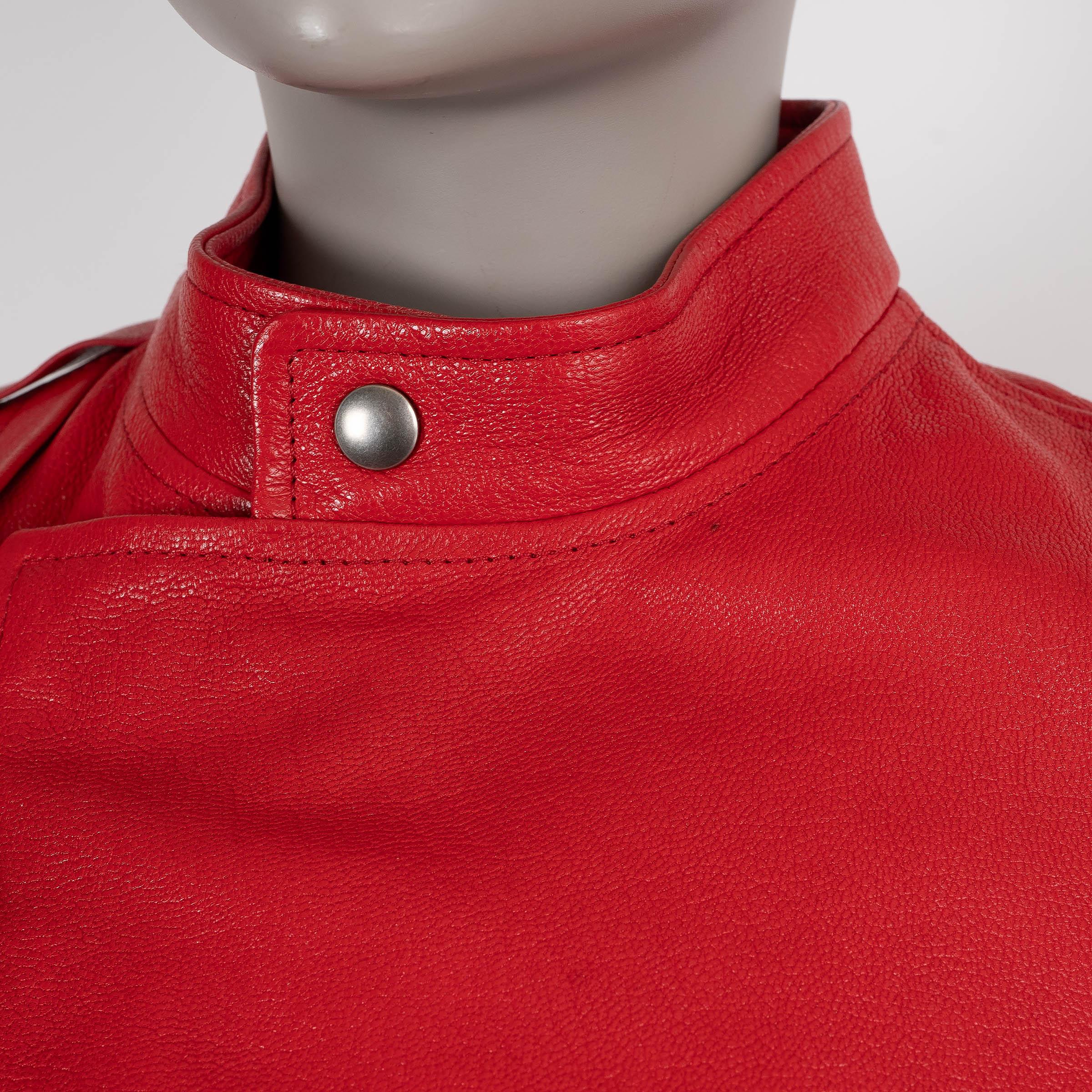 CHRISTIAN DIOR rote Leder 2018 SHAMAN BIKER Jacke 36 XS im Angebot 1