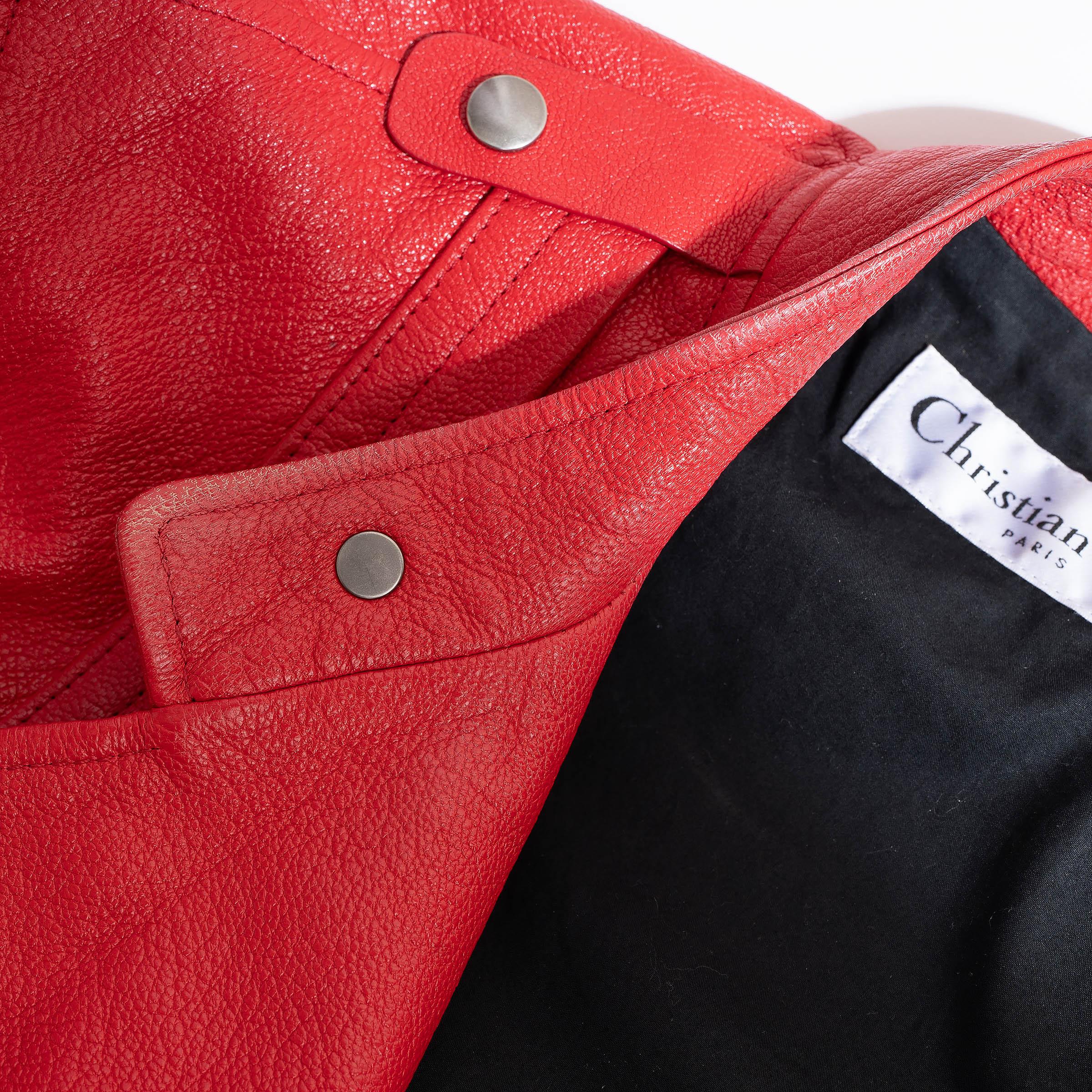 CHRISTIAN DIOR rote Leder 2018 SHAMAN BIKER Jacke 36 XS im Angebot 5