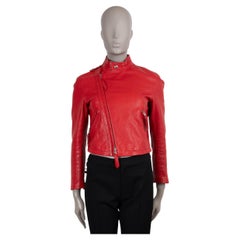 CHRISTIAN DIOR cuero rojo 2018 SHAMAN BIKER Chaqueta 36 XS