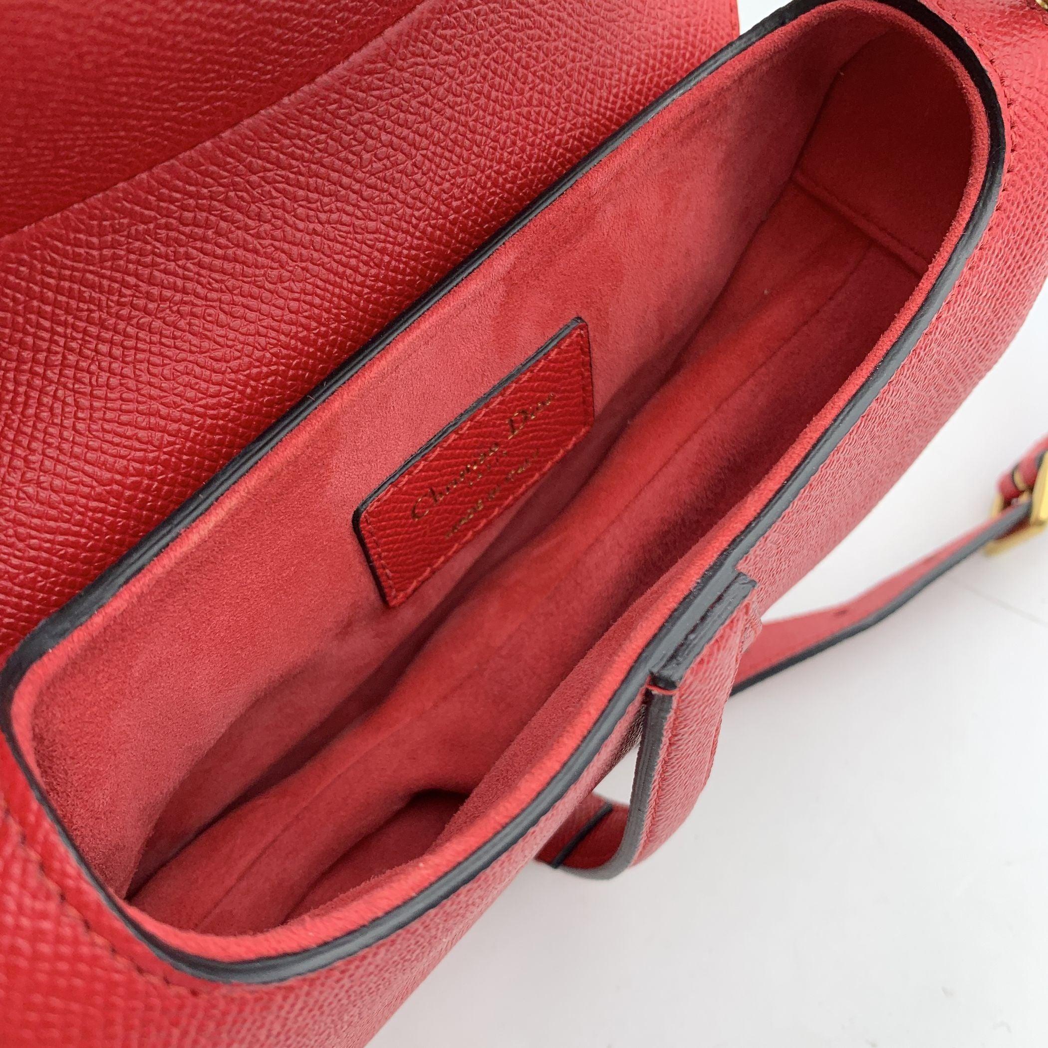 Christian Dior Red Leather Mini Saddle Bag with Shoulder Strap For Sale 2