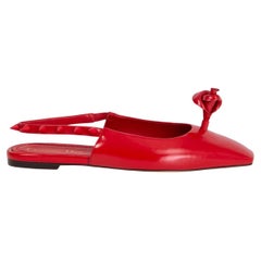 CHRISTIAN DIOR red leather ROSE FANTASTIQUE Ballet Flat Sandals Shoes 38.5