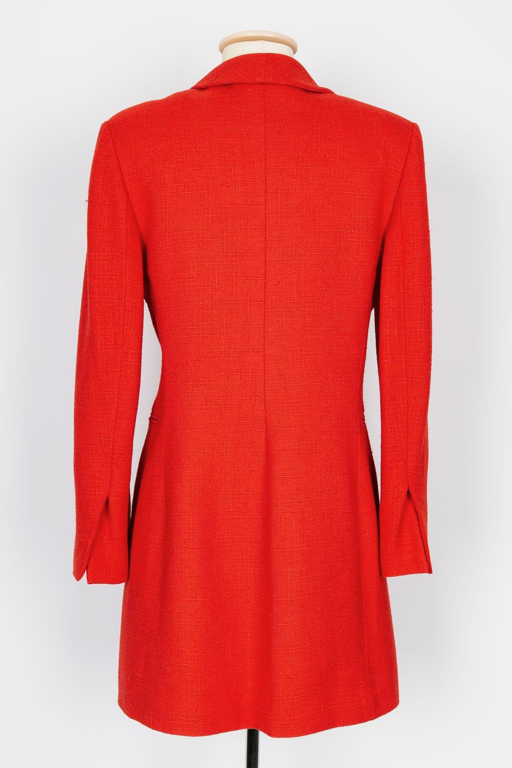 Ensemble trois pièces en lin et coton rouge Christian Dior en vente 9
