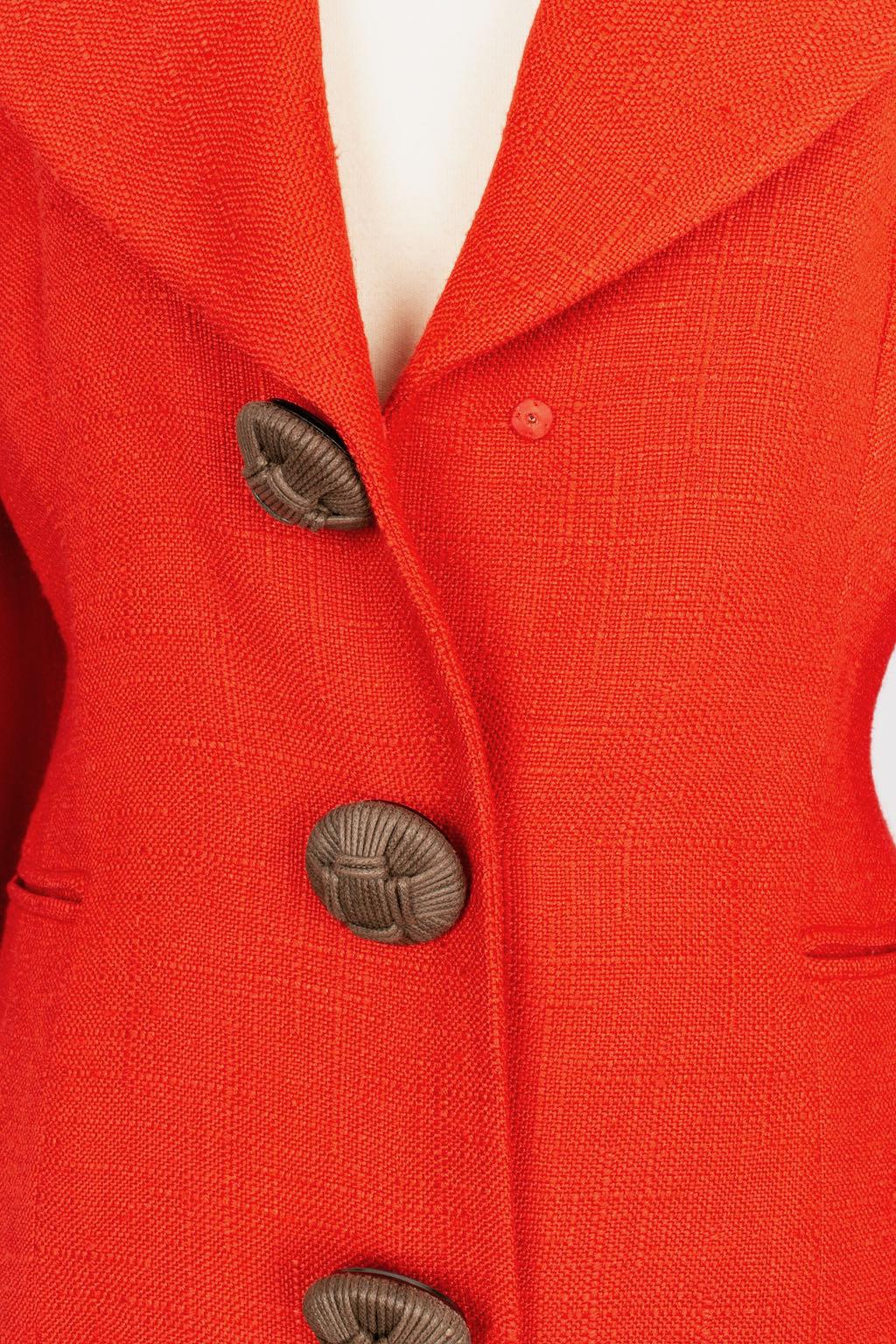 Christian Dior Dreiteiliges Set aus rotem Leinen und Baumwolle im Angebot 10