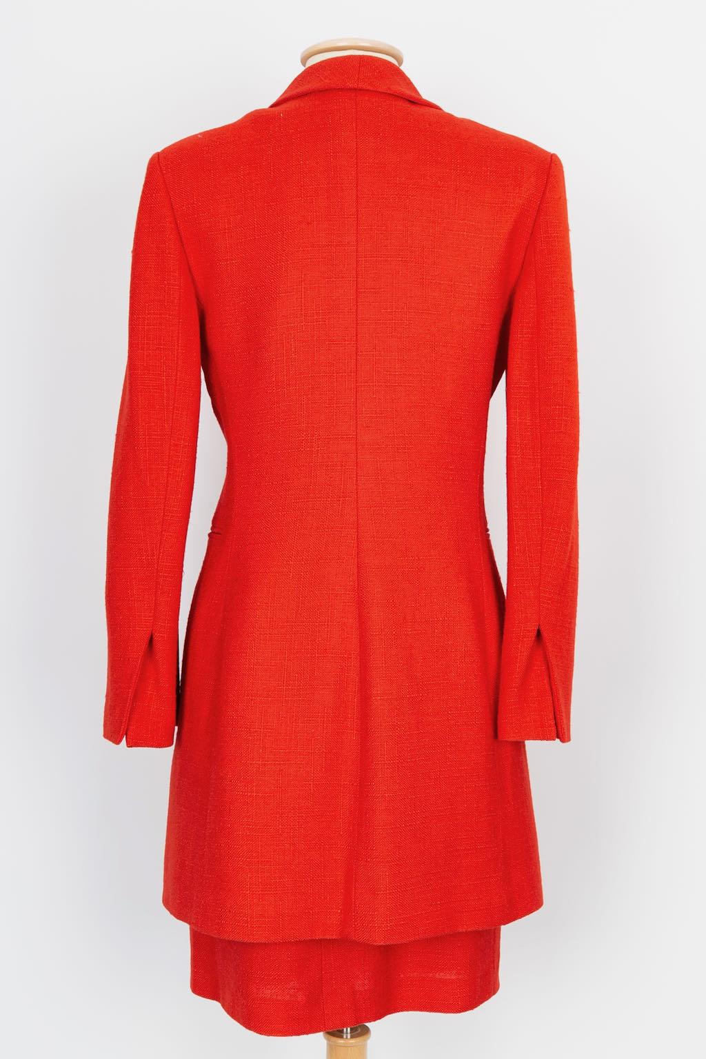 Christian Dior Red Linen and Cotton Three-Piece Set In Excellent Condition For Sale In SAINT-OUEN-SUR-SEINE, FR