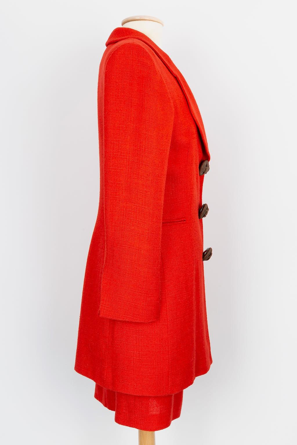 Christian Dior Dreiteiliges Set aus rotem Leinen und Baumwolle im Zustand „Hervorragend“ im Angebot in SAINT-OUEN-SUR-SEINE, FR