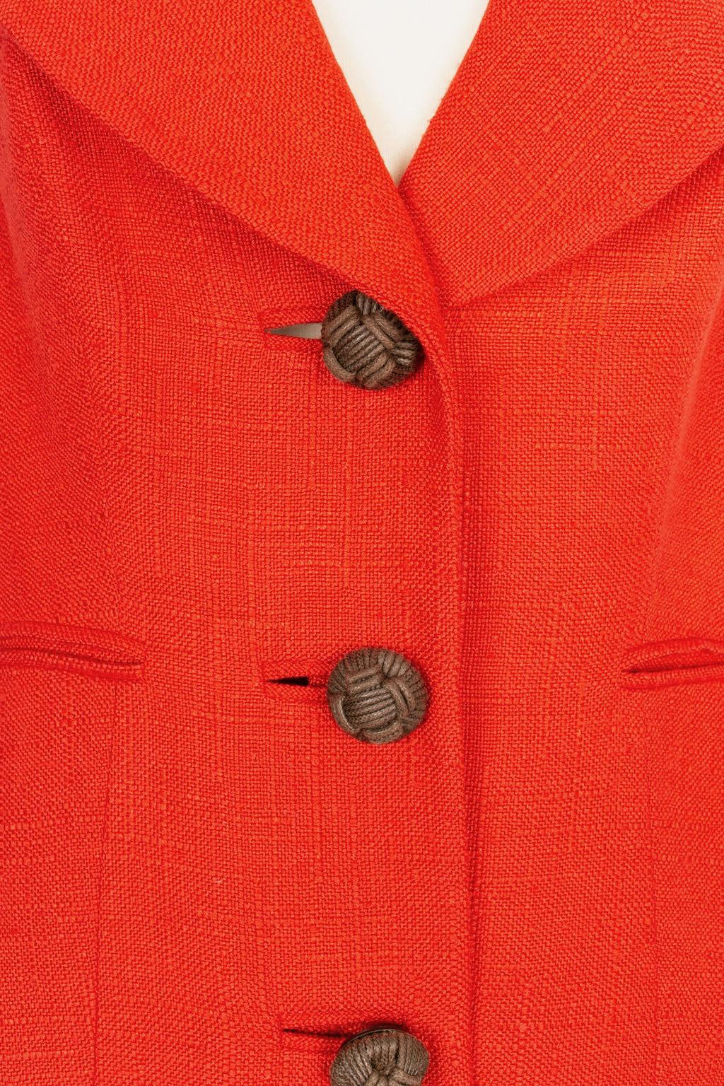 Ensemble trois pièces en lin et coton rouge Christian Dior en vente 2
