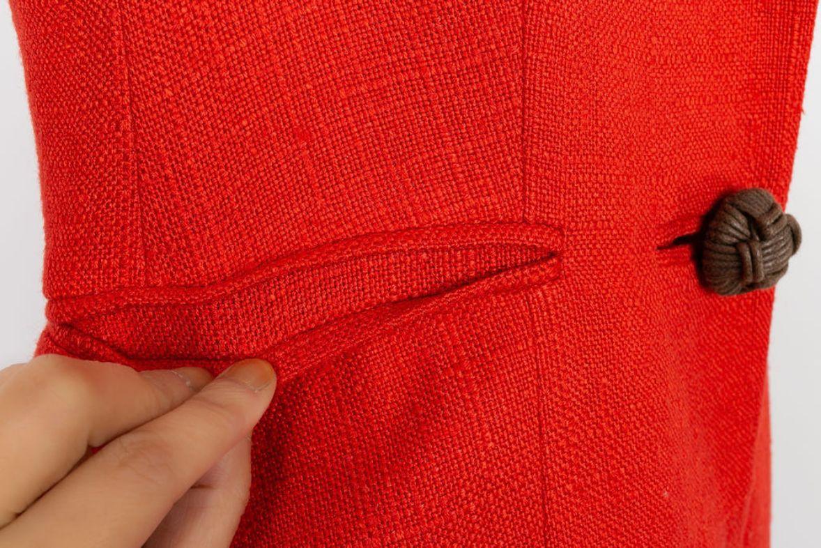 Christian Dior Dreiteiliges Set aus rotem Leinen und Baumwolle im Angebot 3