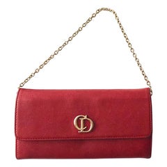 Christian Dior Red mandras leather evening bag 