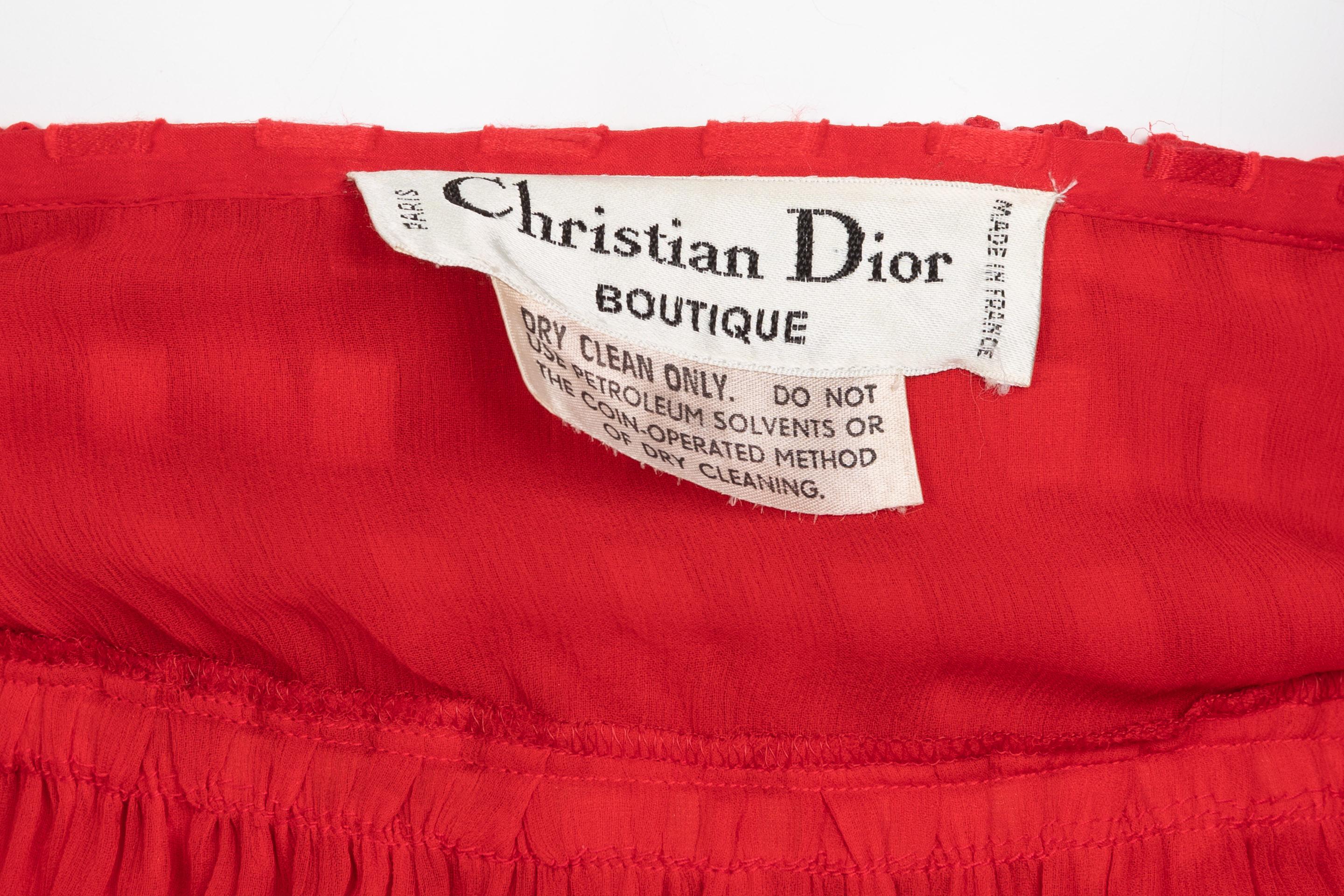 Christian Dior Red Maxi Dress & Shawl Documented 1970s 9