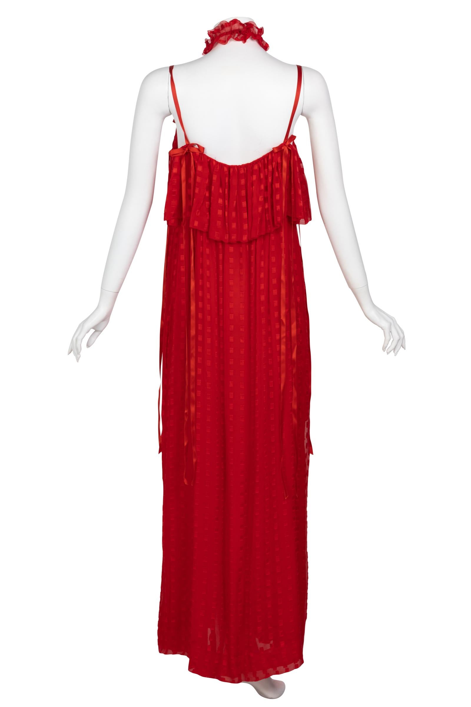 Christian Dior Red Maxi Dress & Shawl Documented 1970s 2