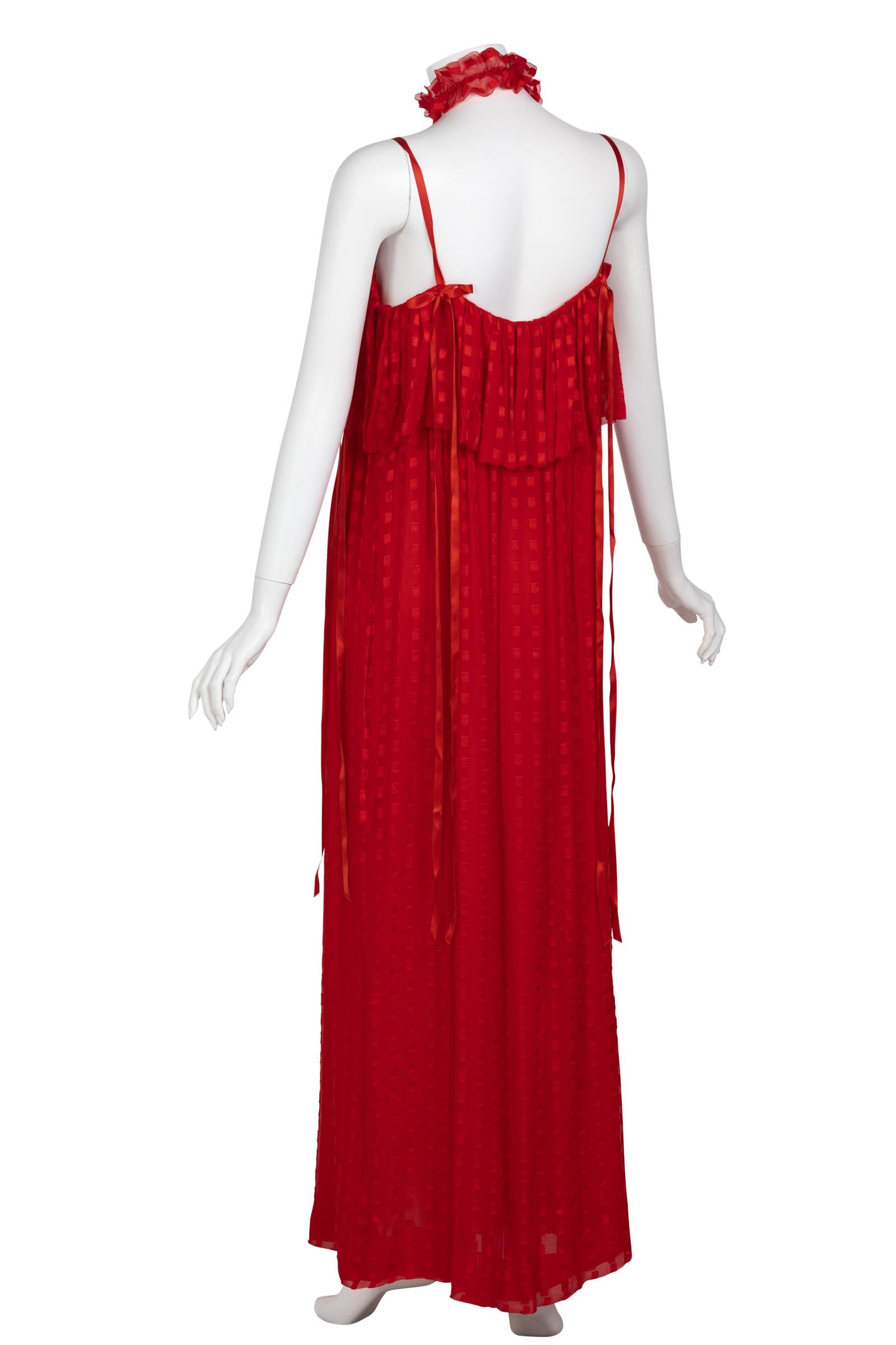 Christian Dior Red Maxi Dress & Shawl Documented 1970s 3