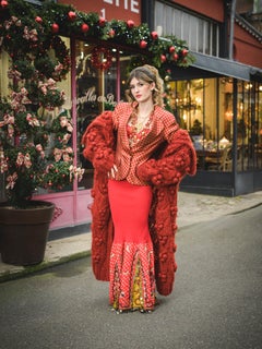 Christian Dior Roter Rock/Kleid aus Mesh und Seide, 2002