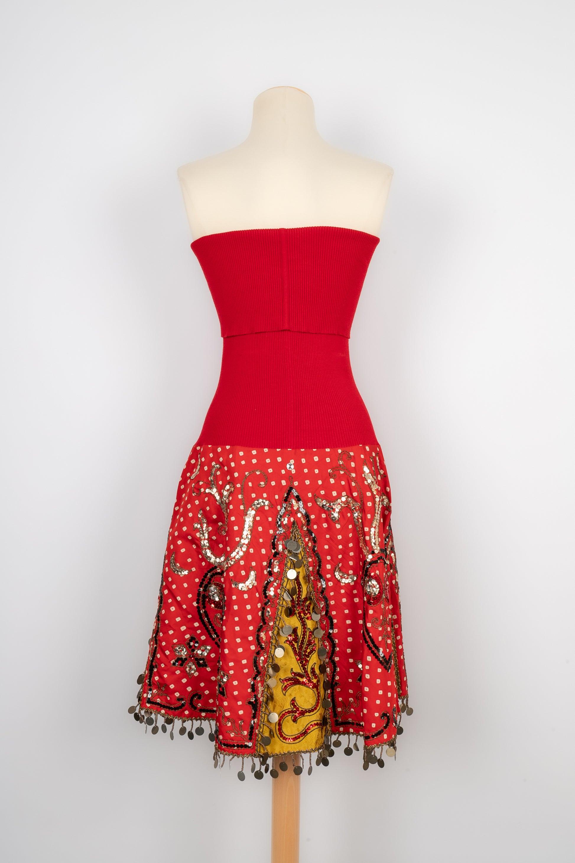 Christian Dior Roter Rock/Kleid aus Mesh und Seide, 2002 Damen im Angebot