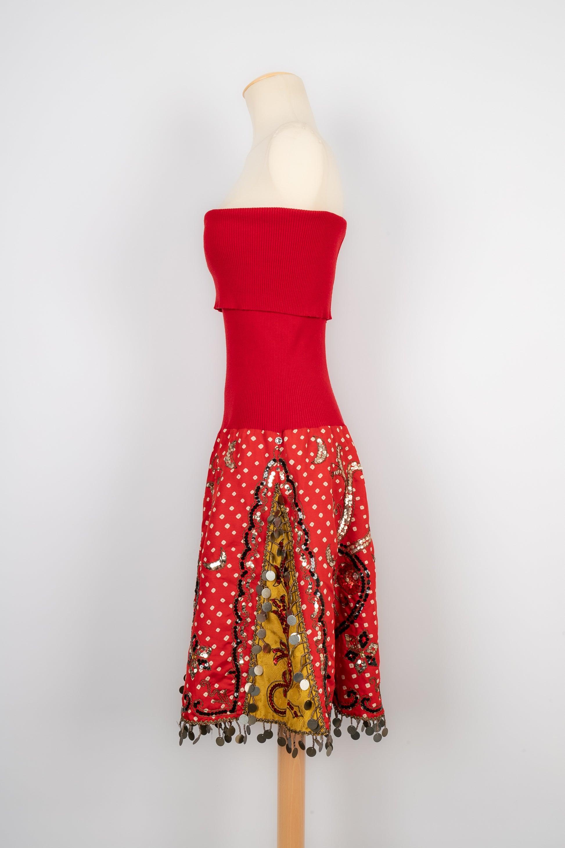 Christian Dior Roter Rock/Kleid aus Mesh und Seide, 2002 im Angebot 1