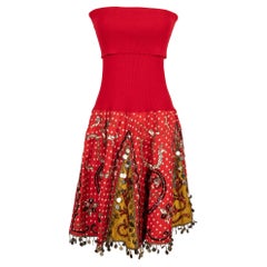 Christian Dior Roter Rock/Kleid aus Mesh und Seide, 2002